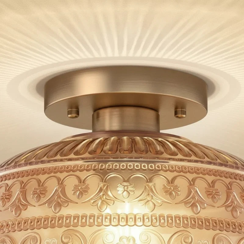 Oliver Carved Glass Semi-Flush Ceiling Light