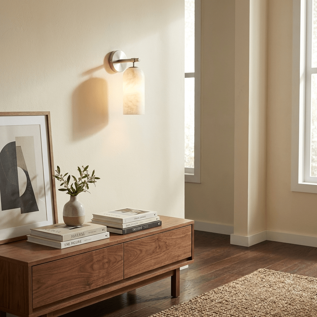 Alabaster Pillar Wall Sconce
