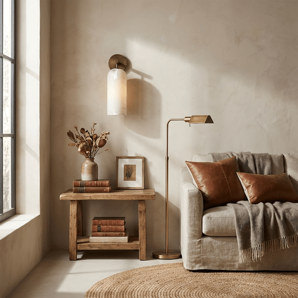 Alabaster Pillar Wall Sconce