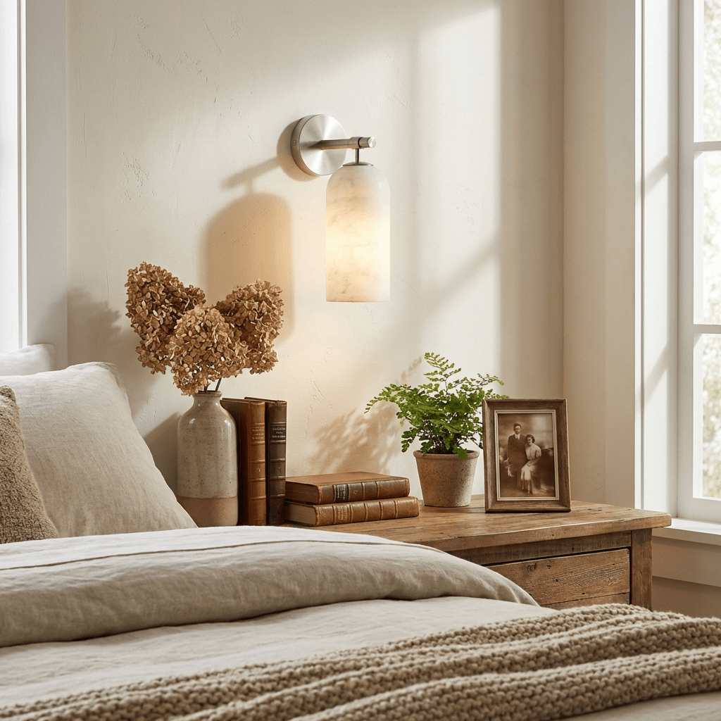 Alabaster Pillar Wall Sconce
