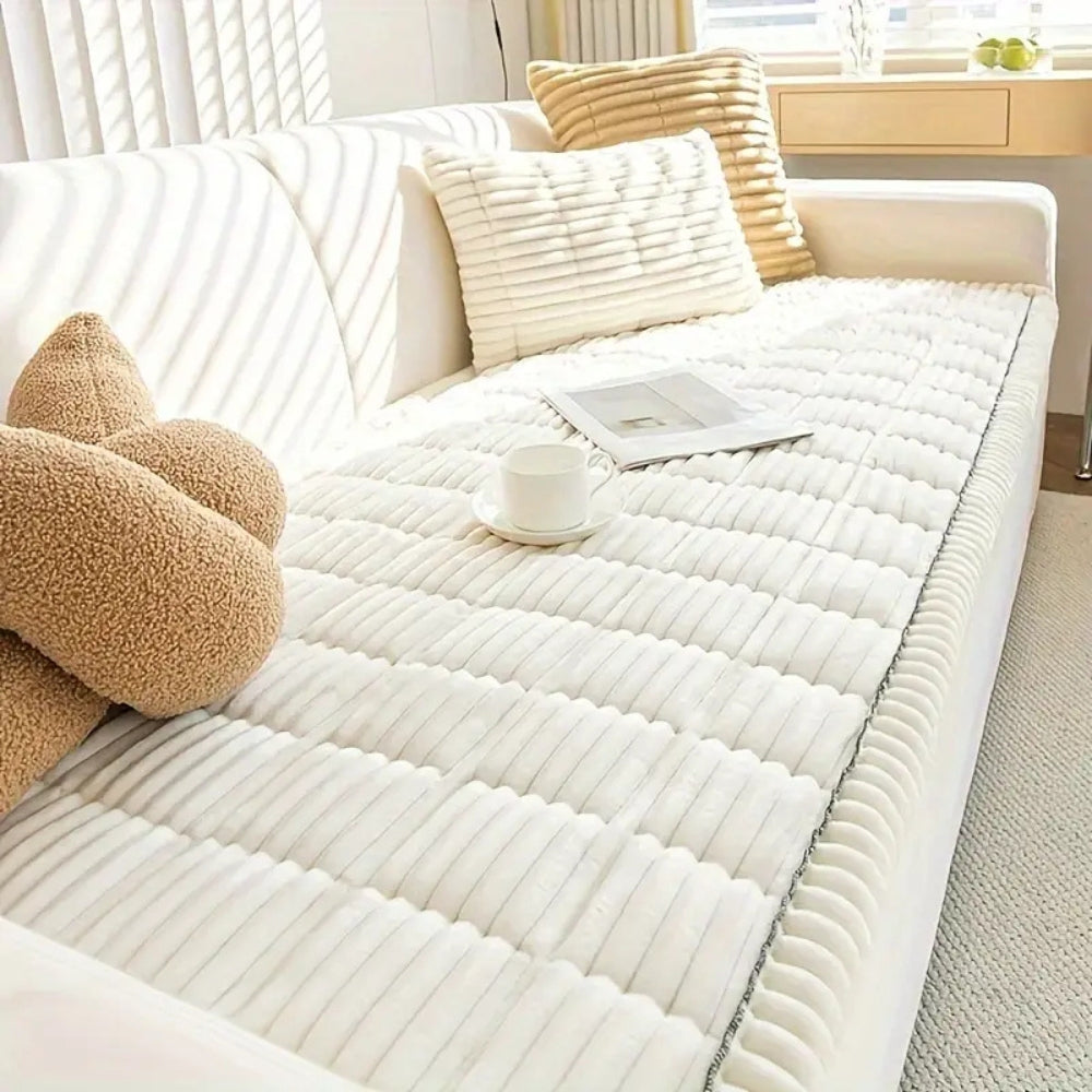 Plush Pleated Sofa Cover