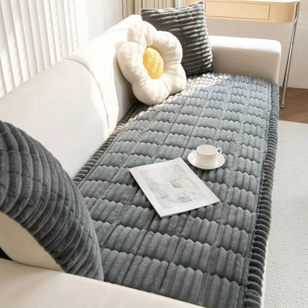 Plush Pleated Sofa Cover