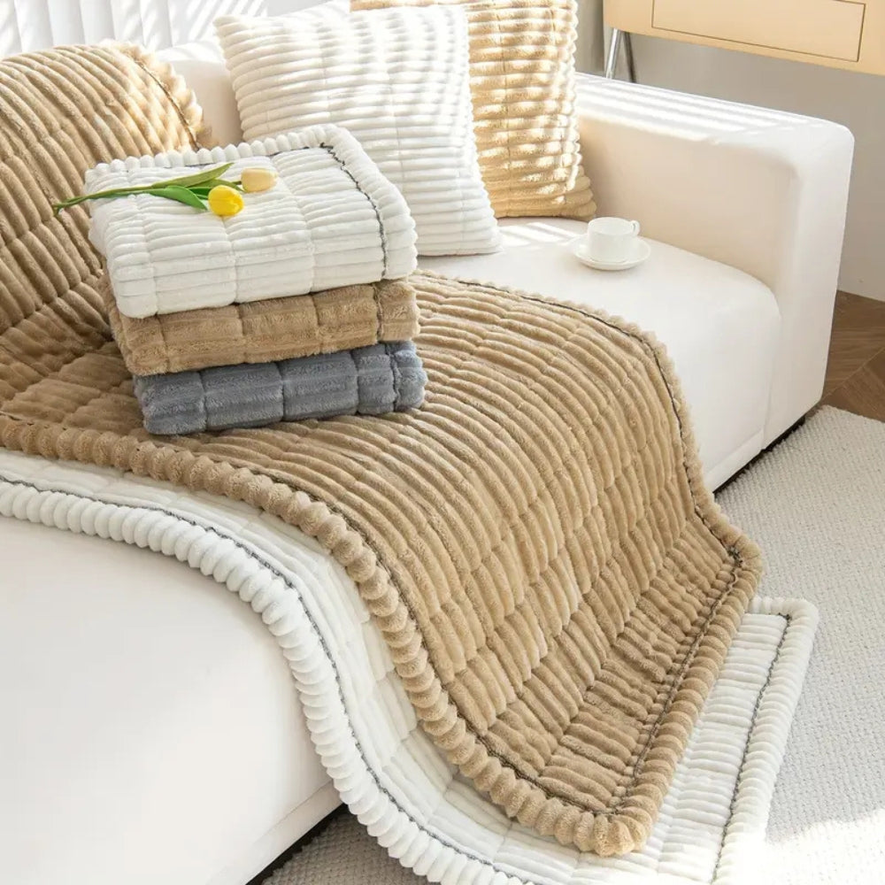 Plush Pleated Sofa Cover
