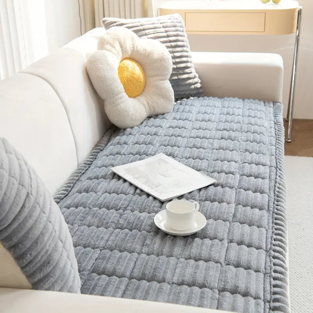 Plush Pleated Sofa Cover