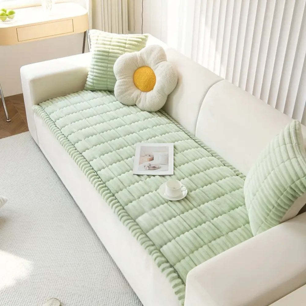 Plush Pleated Sofa Cover