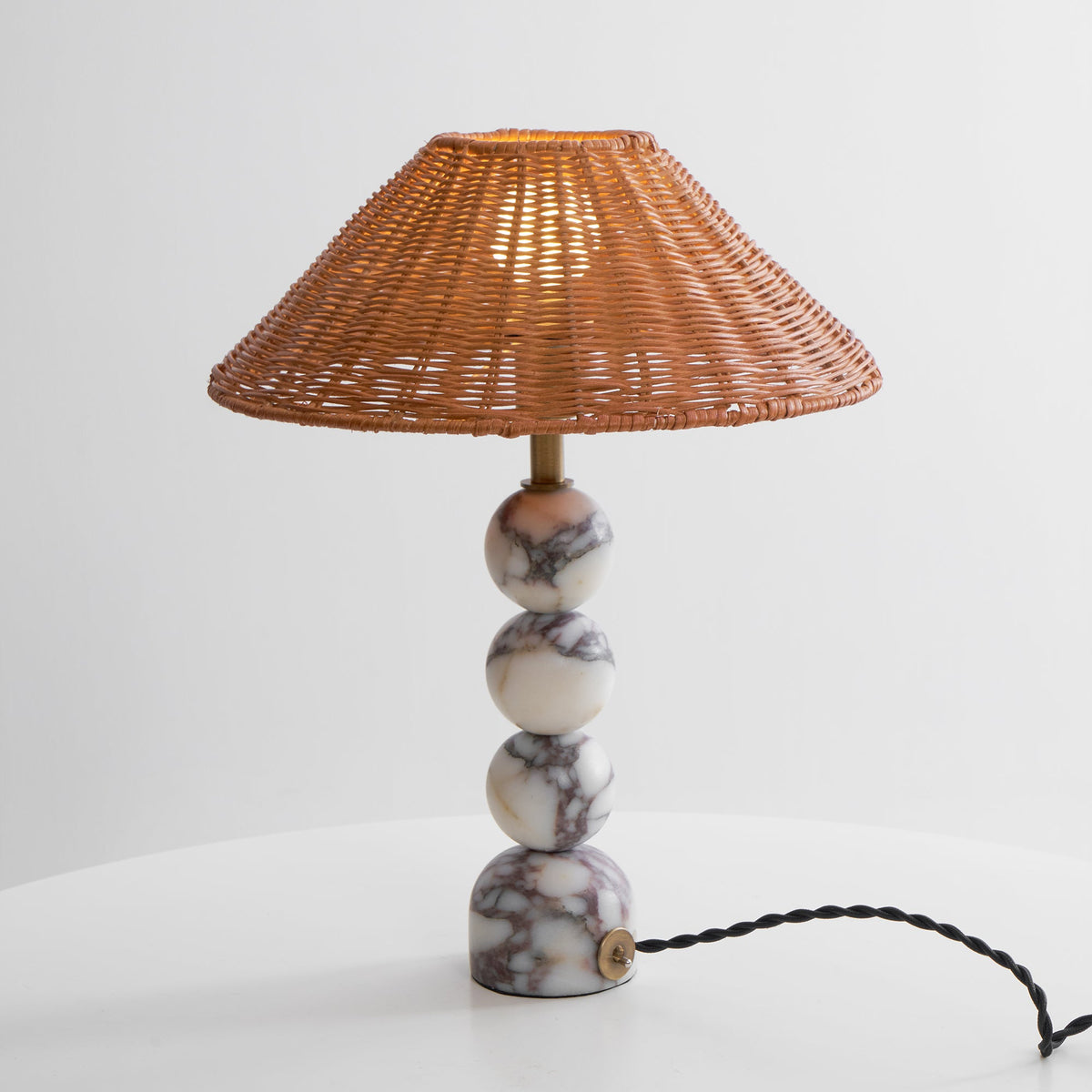 Carroll Marble & Rattan Table Lamp