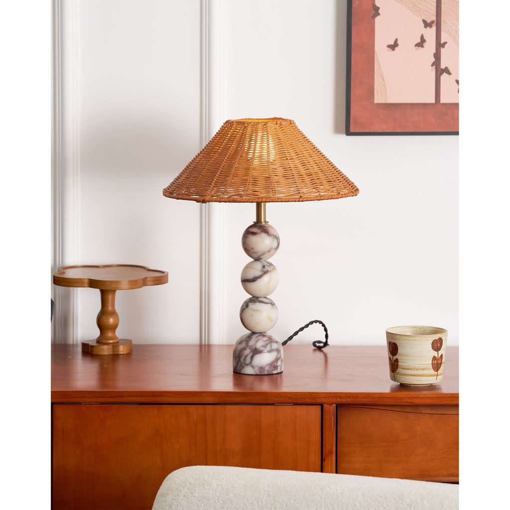 Carroll Marble & Rattan Table Lamp