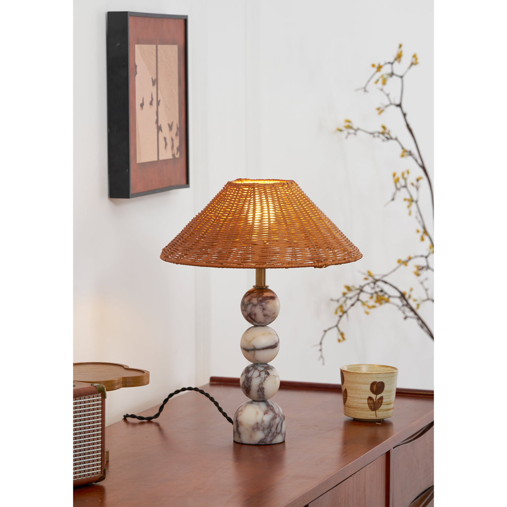 Carroll Marble & Rattan Table Lamp