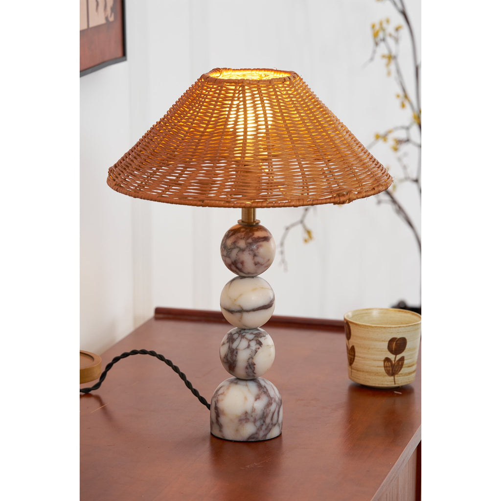 Carroll Marble & Rattan Table Lamp