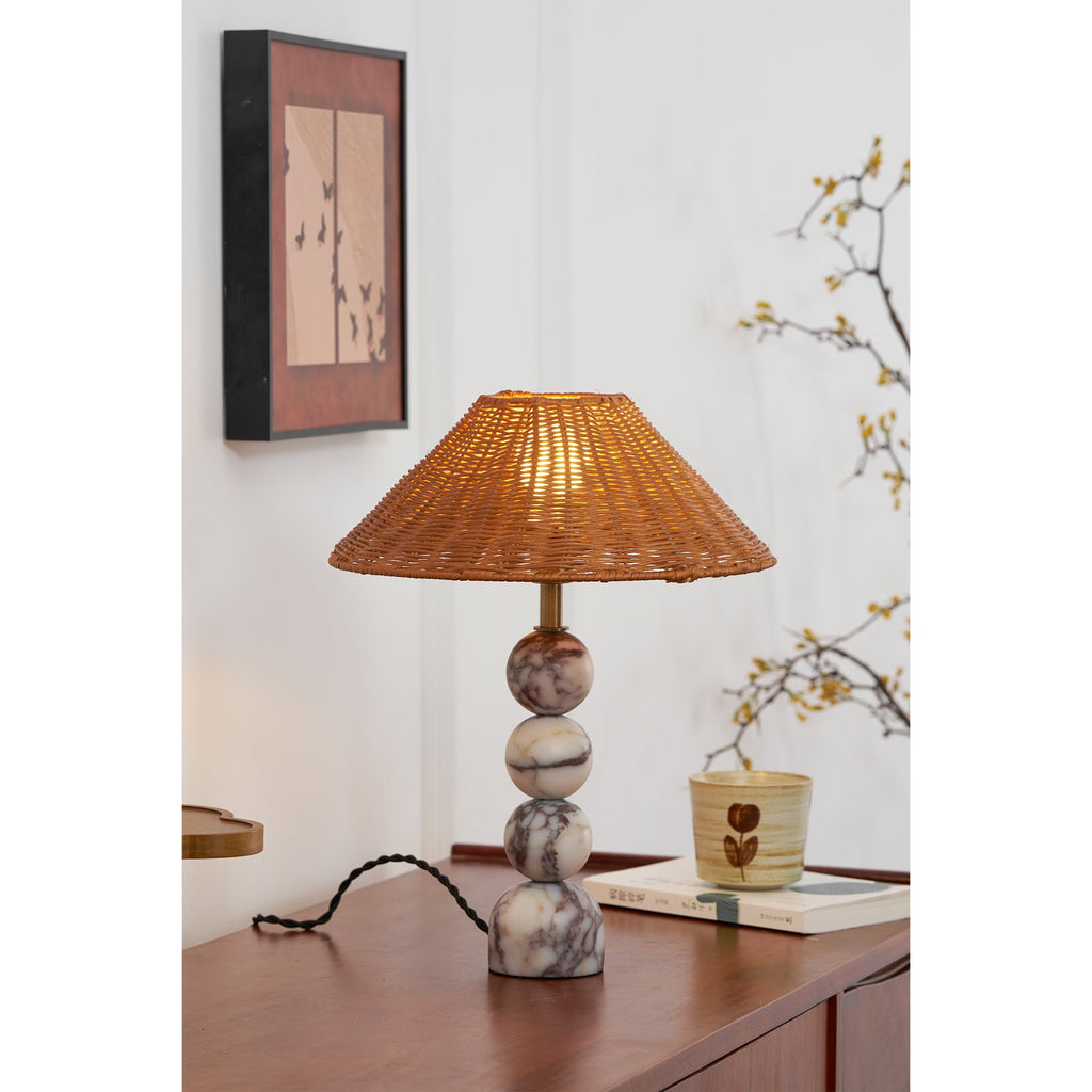Carroll Marble & Rattan Table Lamp