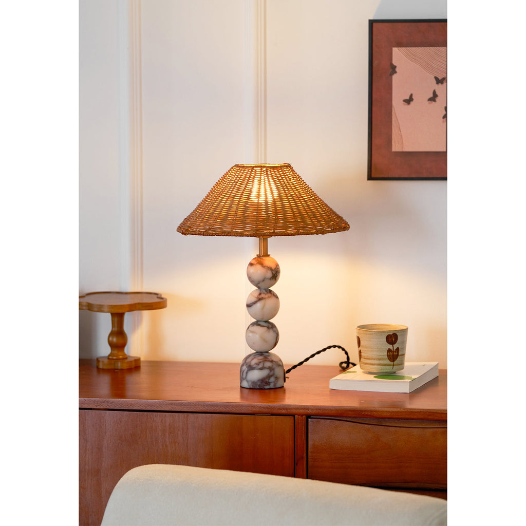 Carroll Marble & Rattan Table Lamp