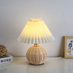 Nordic Rattan Pleated LED Table Lamp