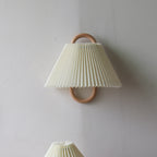 Wood Pleated Semi-Circle Wall Sconce