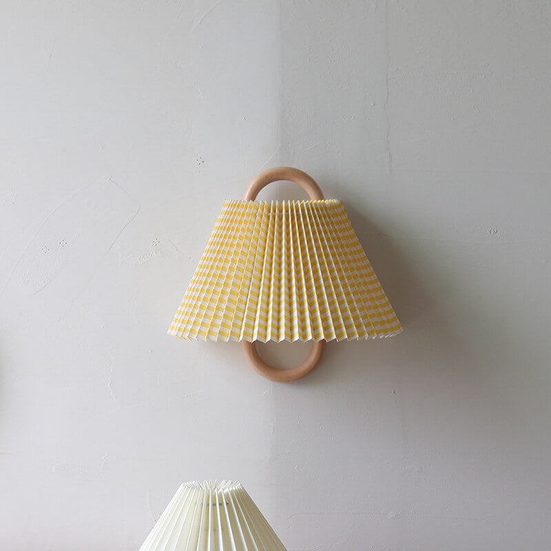 Wood Pleated Semi-Circle Wall Sconce