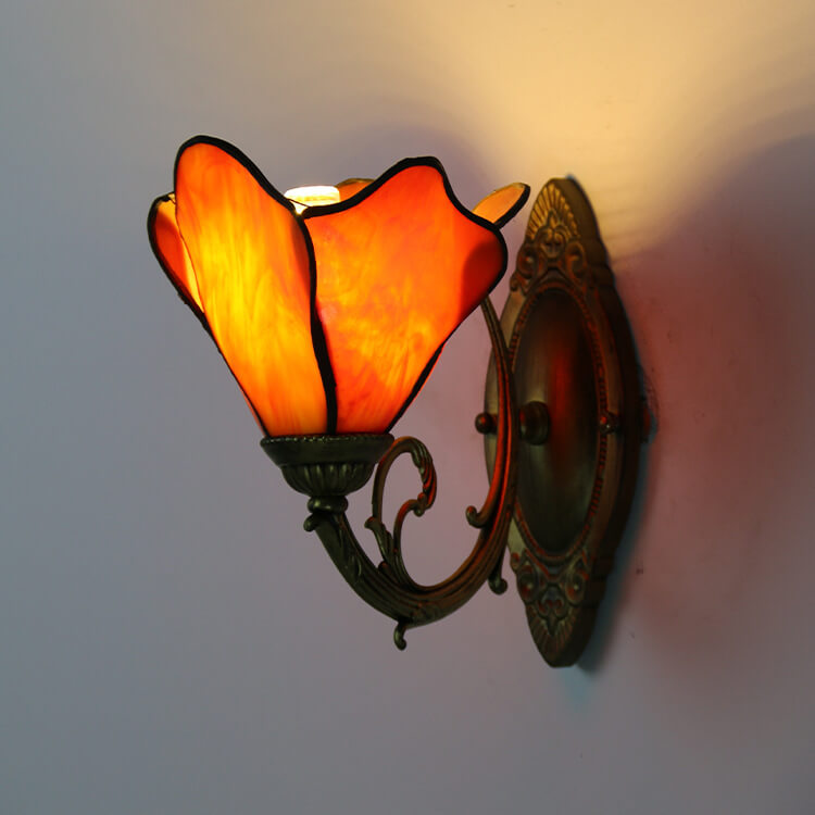 Tiffany Petal Stained Glass Wall Sconce