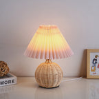 Nordic Rattan Pleated LED Table Lamp
