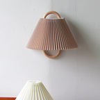 Wood Pleated Semi-Circle Wall Sconce