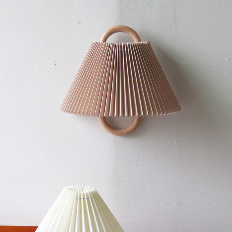Wood Pleated Semi-Circle Wall Sconce