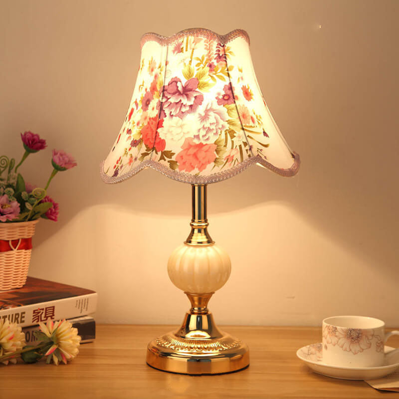 Nordic Floral Glass Table Lamp