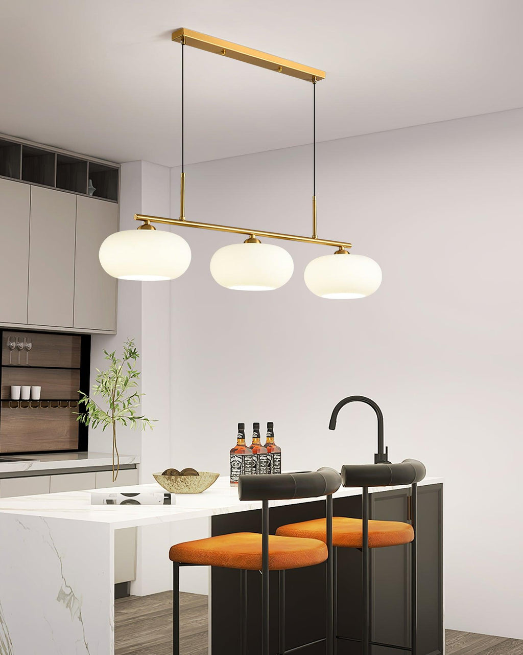 Sculptural Triple Pendant Light