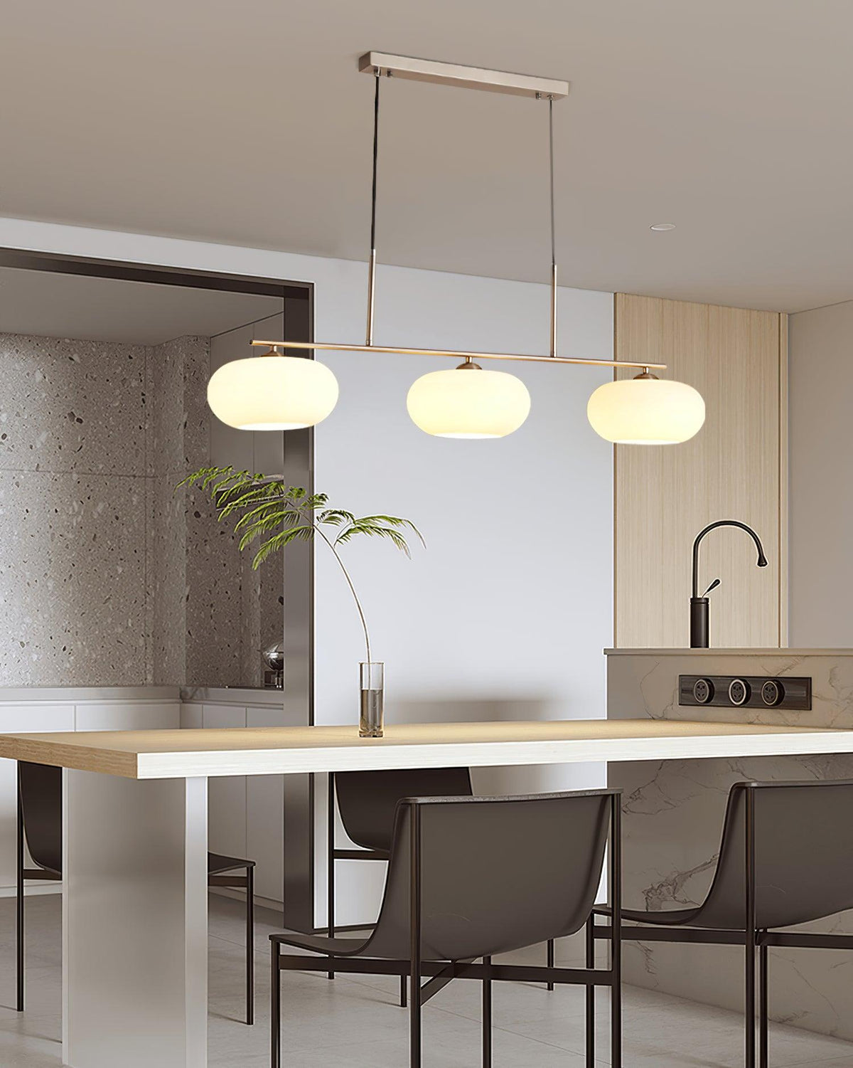 Sculptural Triple Pendant Light