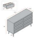 Frances Rattan 6 Drawer Dresser – Black