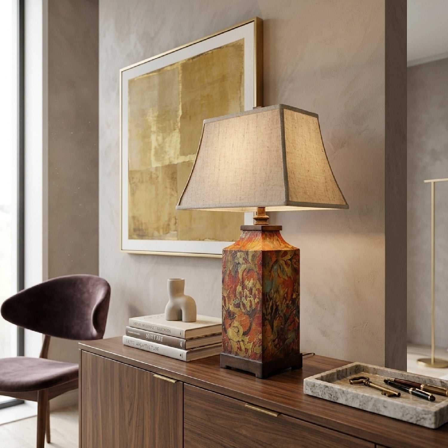 Floral Print Table Lamp