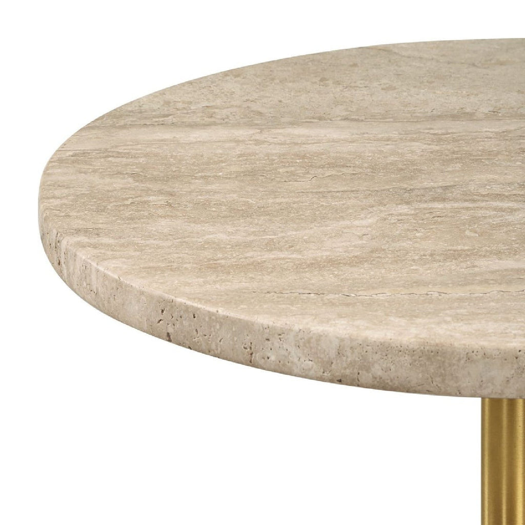 Travertine Round Accent Table