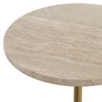 Travertine Round Accent Table