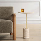 Travertine Round Accent Table