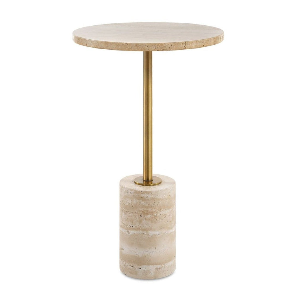 Travertine Round Accent Table