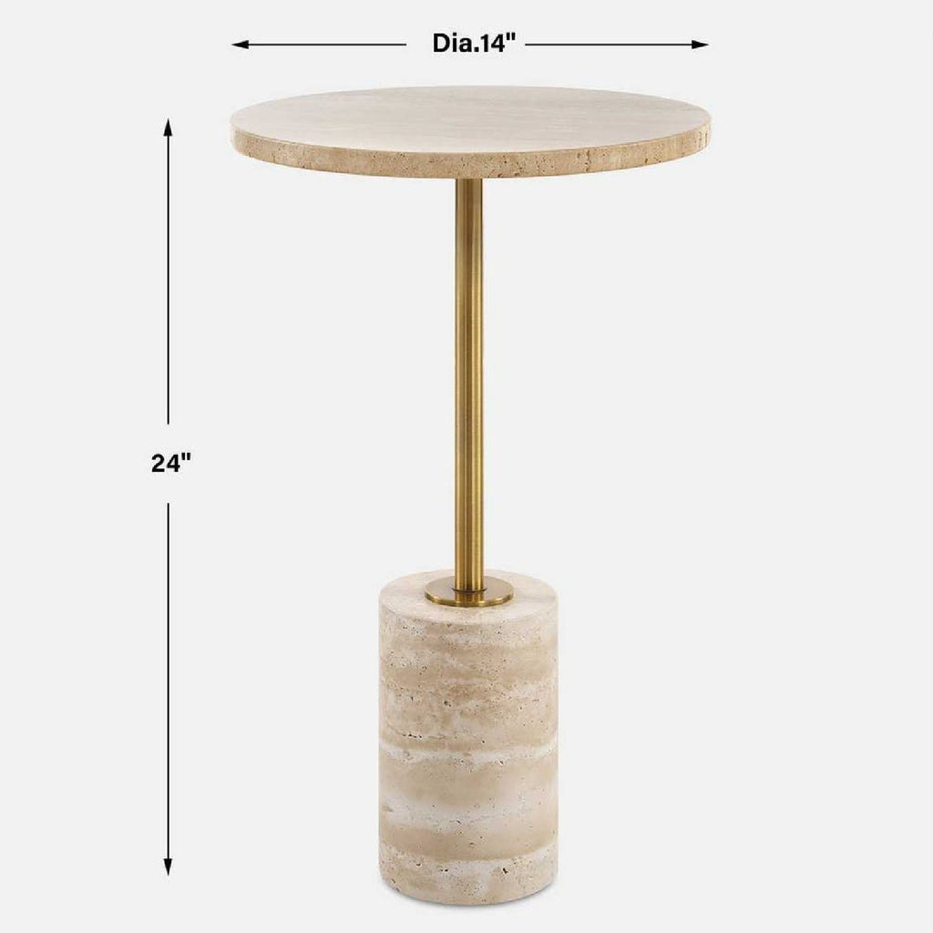 Travertine Round Accent Table