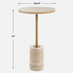 Travertine Round Accent Table