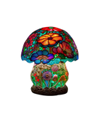 Mushroom Stained-Glass Table Lamp