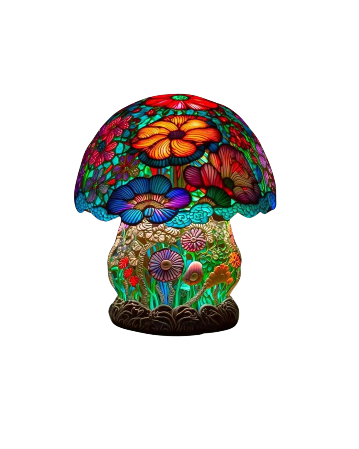 Mushroom Stained-Glass Table Lamp