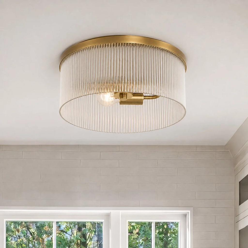 Vesper Ribbed Glass Flush Mount Light