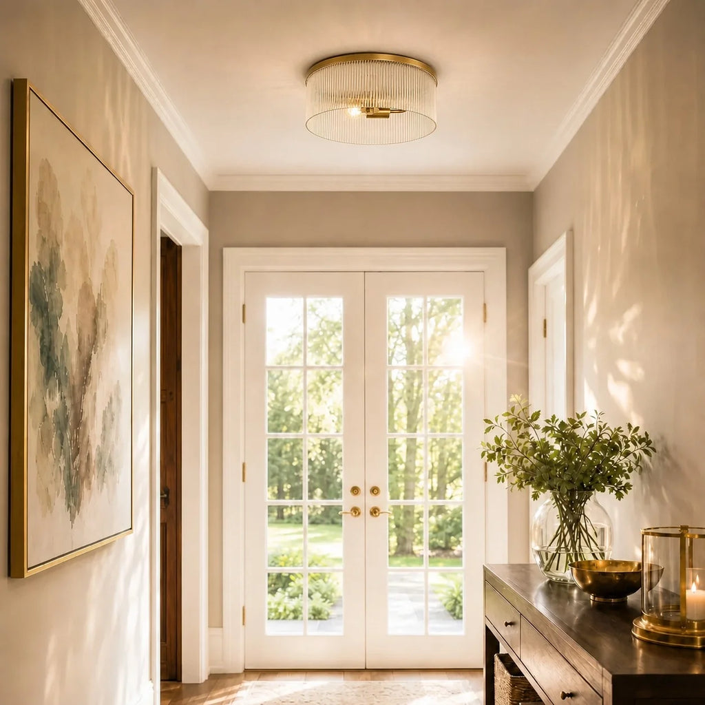 Vesper Ribbed Glass Flush Mount Light