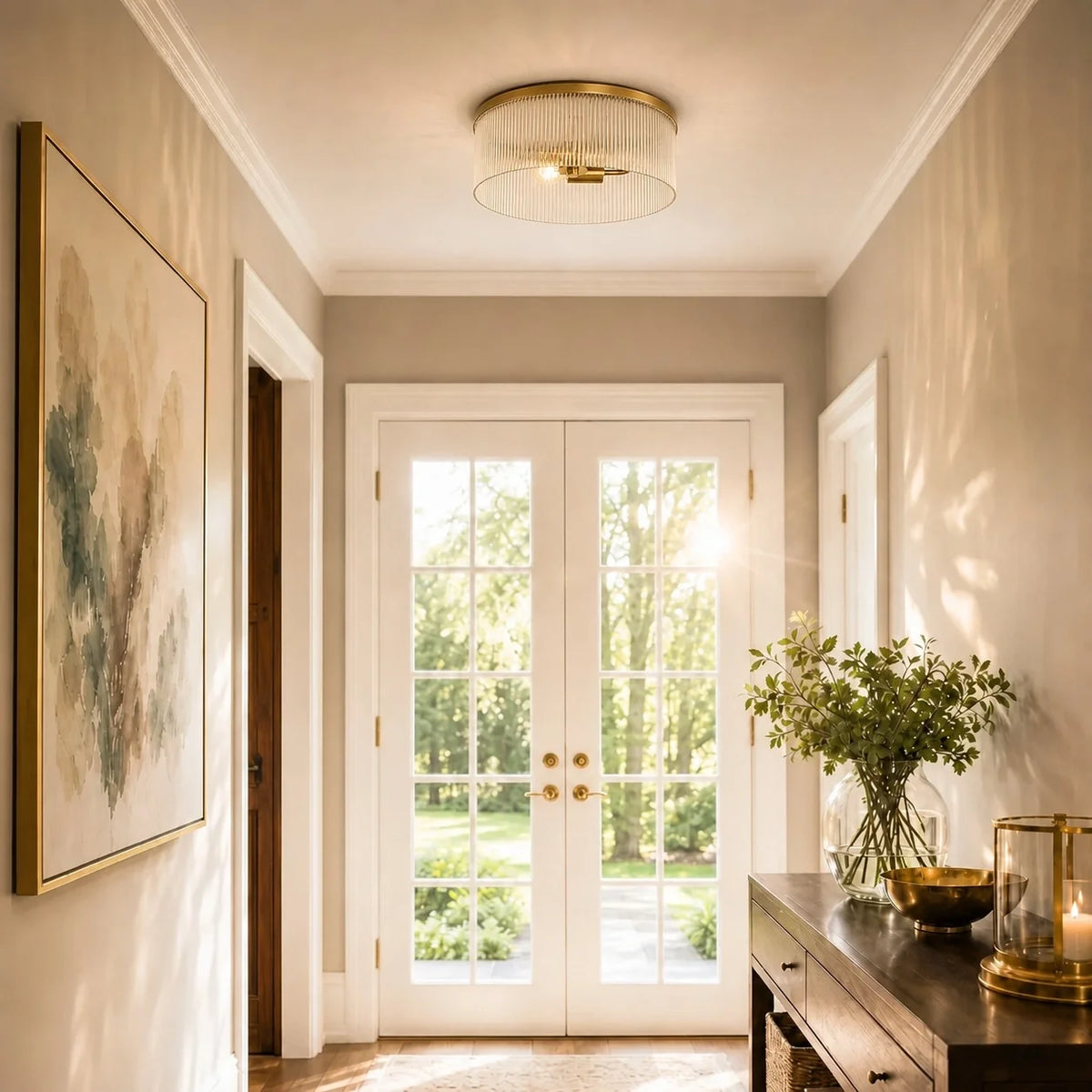 Vesper Ribbed Glass Flush Mount Light