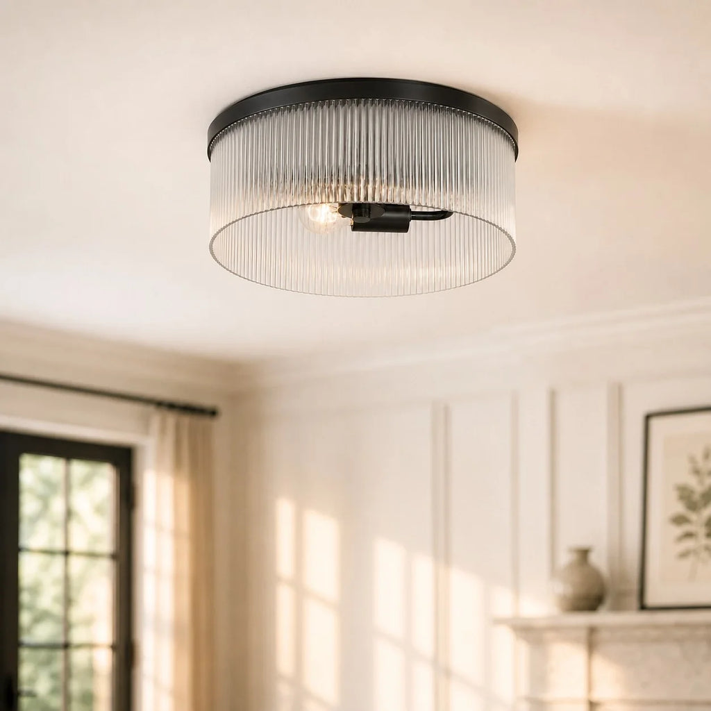 Vesper Ribbed Glass Flush Mount Light
