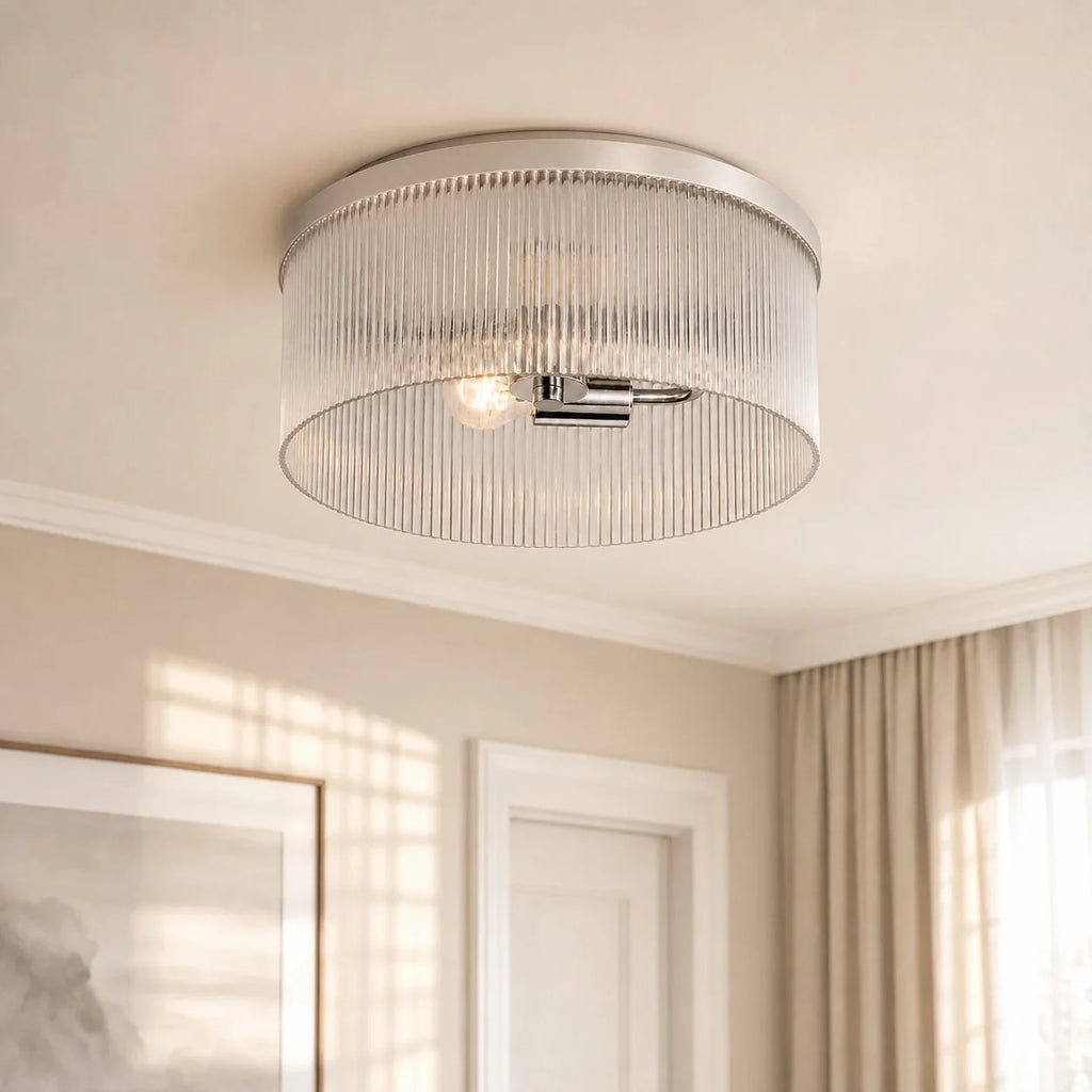 Vesper Ribbed Glass Flush Mount Light