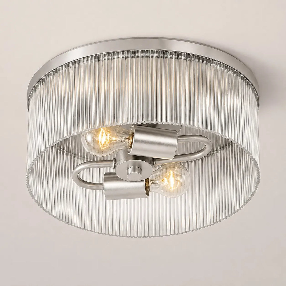 Vesper Ribbed Glass Flush Mount Light