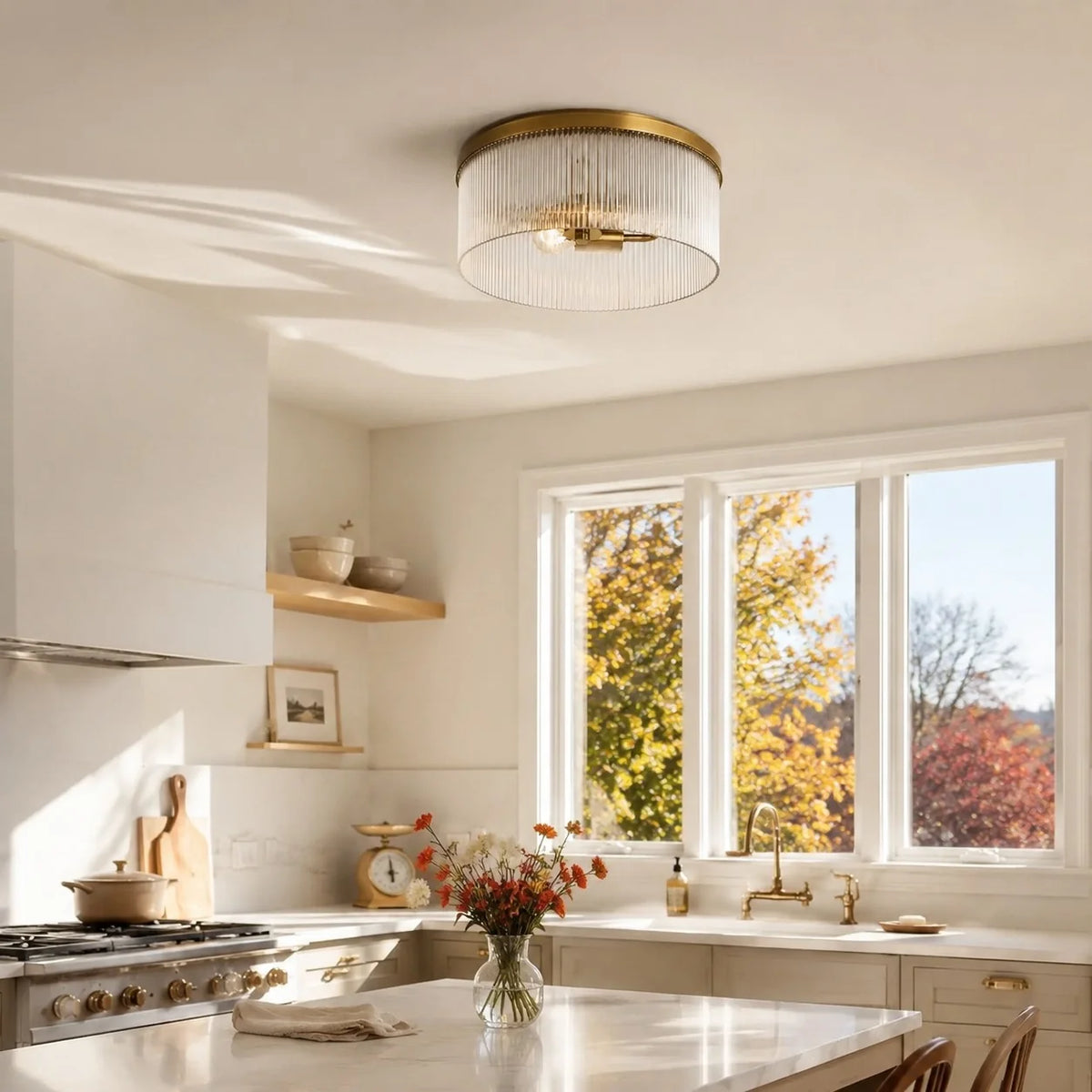 Vesper Ribbed Glass Flush Mount Light