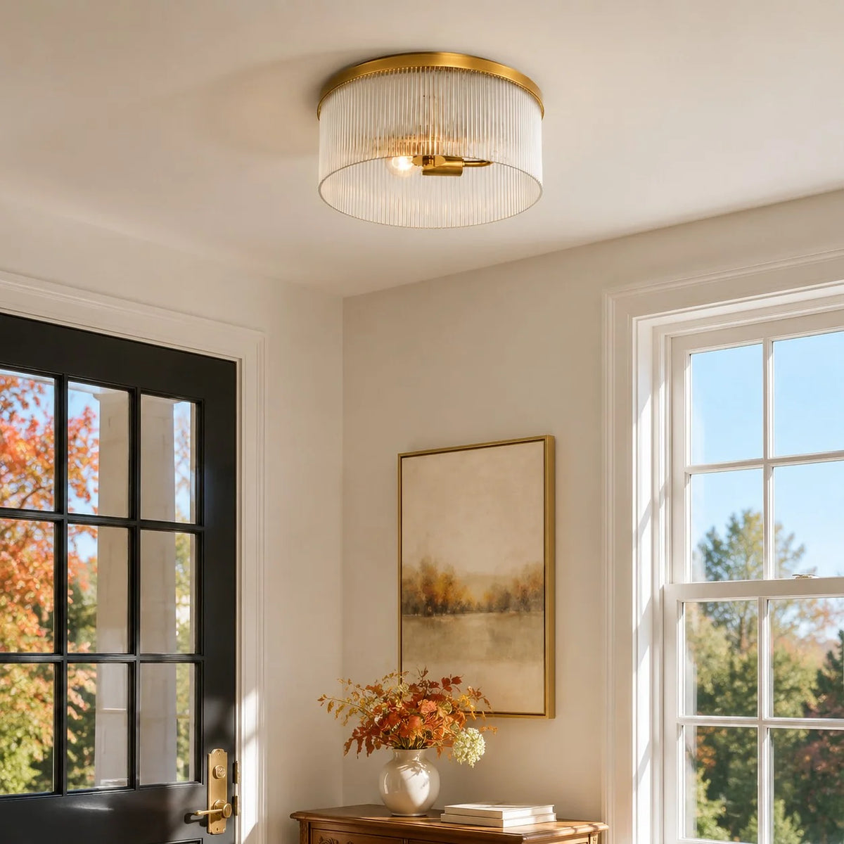Vesper Ribbed Glass Flush Mount Light