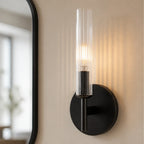 Vireo Ribbed Glass Tube Wall Sconce