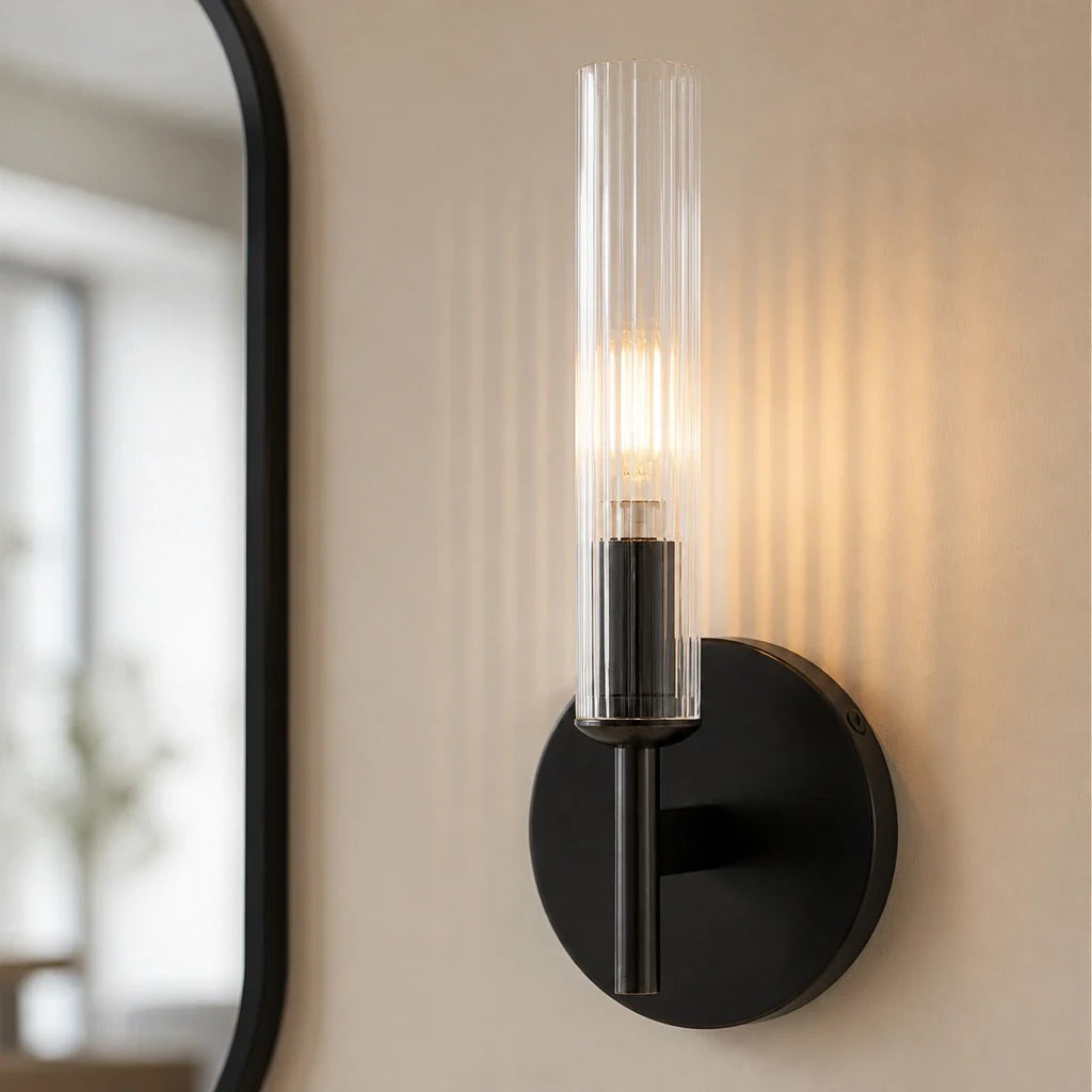 Vireo Ribbed Glass Tube Wall Sconce