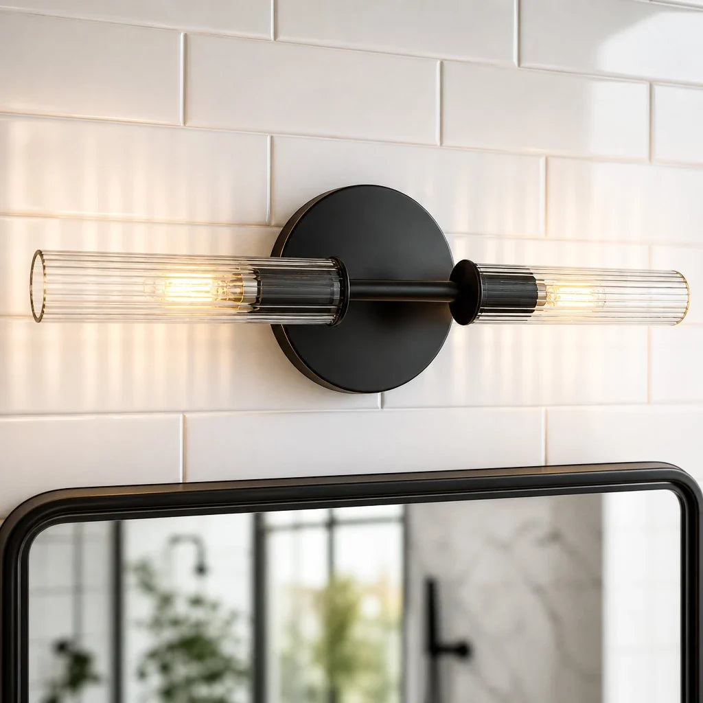 Vireo Ribbed Glass Tube Wall Sconce