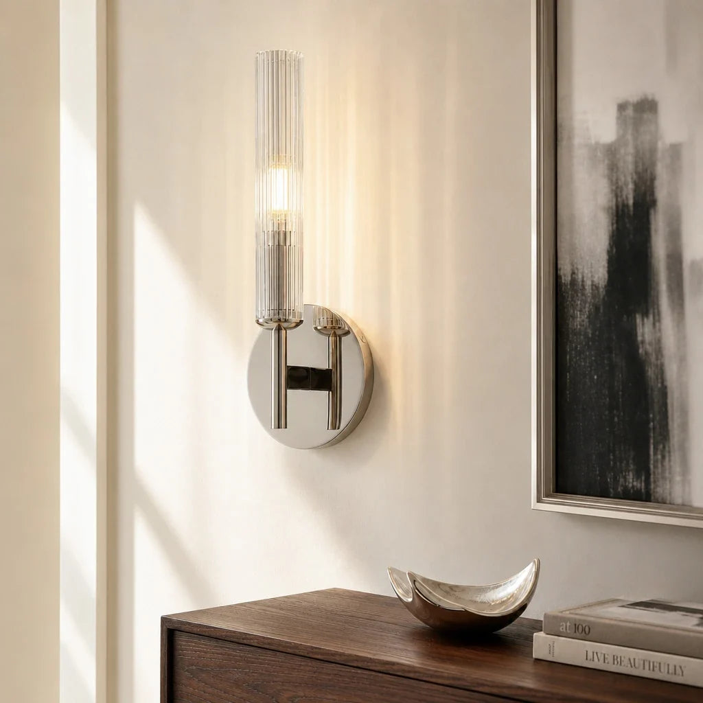 Vireo Ribbed Glass Tube Wall Sconce