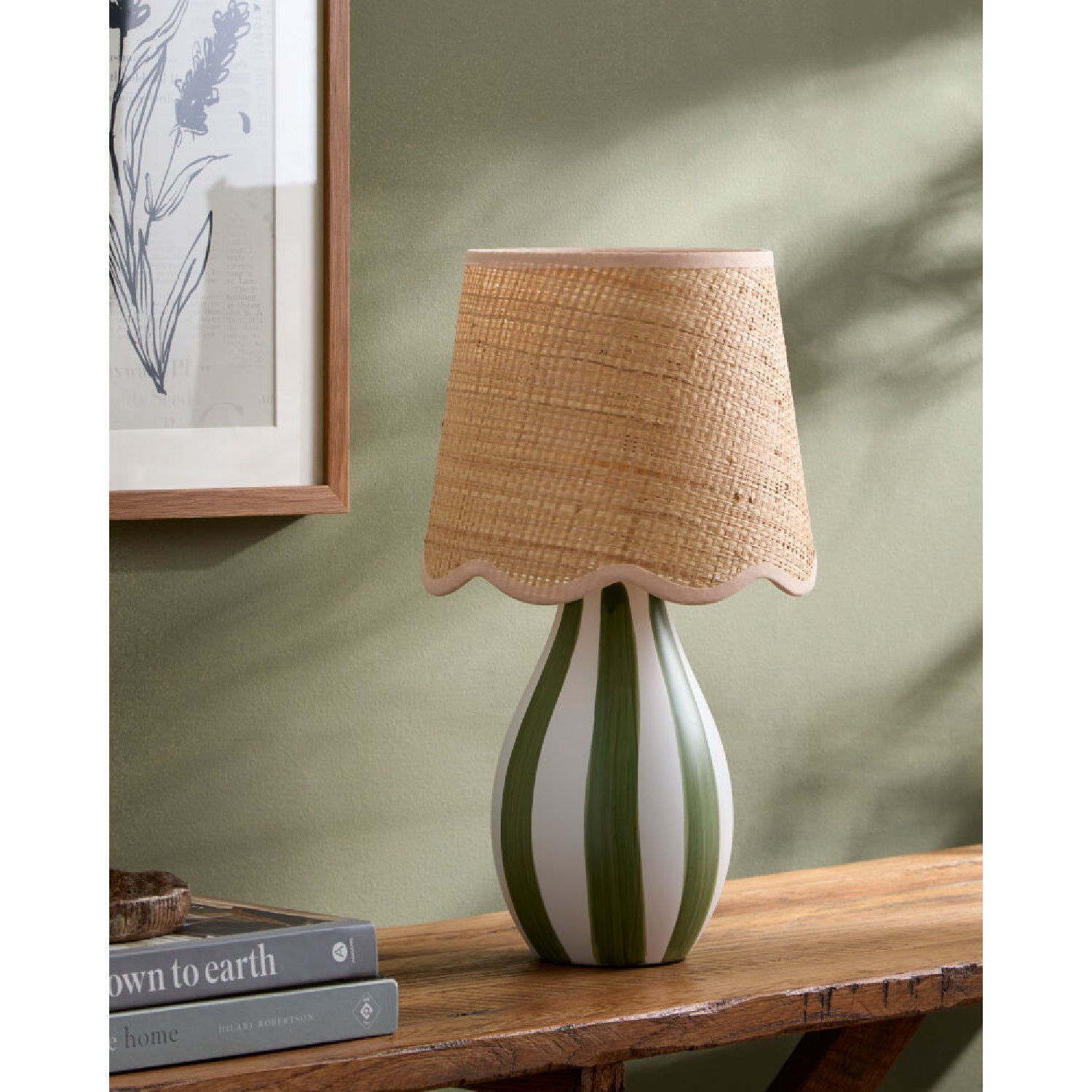 Striped Ceramic Seagrass Table Lamp
