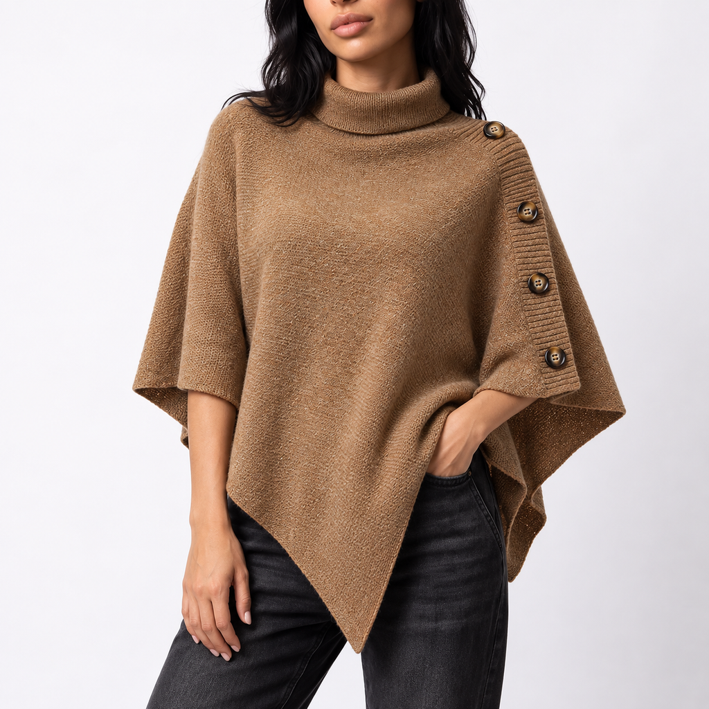 Women's Knitted Turtleneck Poncho