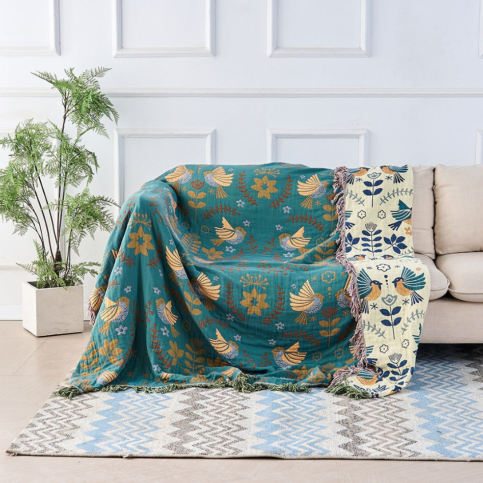 Scandinavian Bird Throw Blanket
